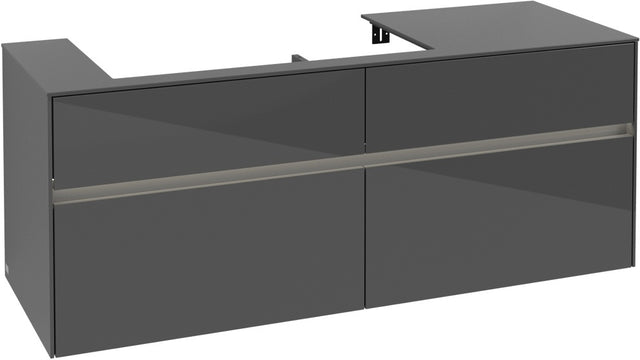 Villeroy & Boch Waschtischunterschrank Collaro C089 B0 1400 mm Glossy Grey mit Beleuchtung und SoftClosing
