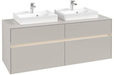 Villeroy & Boch Collaro Waschtischunterschrank 1400 mm mit LED-Beleuchtung und 4 Auszügen in Soft Grey