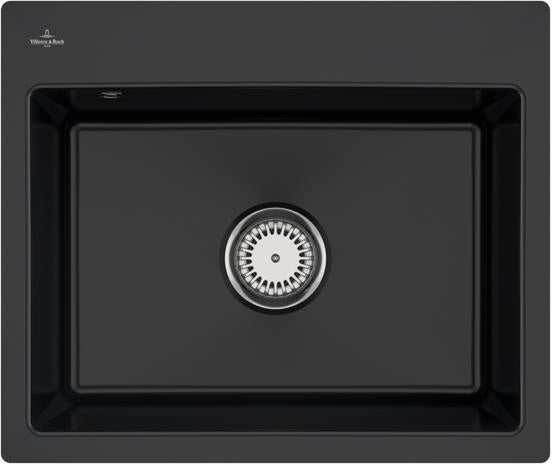 Villeroy & Boch Subway 60 S flat Einbauspüle 565x475mm Keramik Ebony CeramicPlus