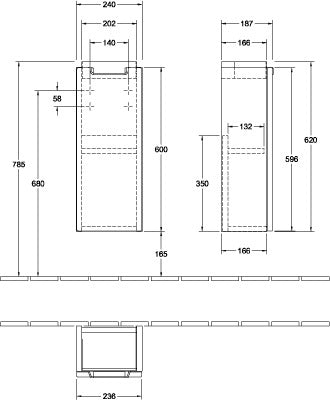 Villeroy & Boch Subway 2.0 Waschtischunterschrank Eiche Santana Oak 240 mm rechts