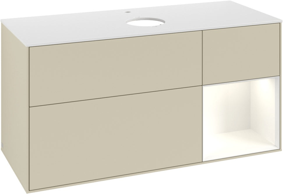 Villeroy & Boch Waschtischunterschrank Finion G831G 1200 mm Glossy White Lacquer mit Beleuchtung