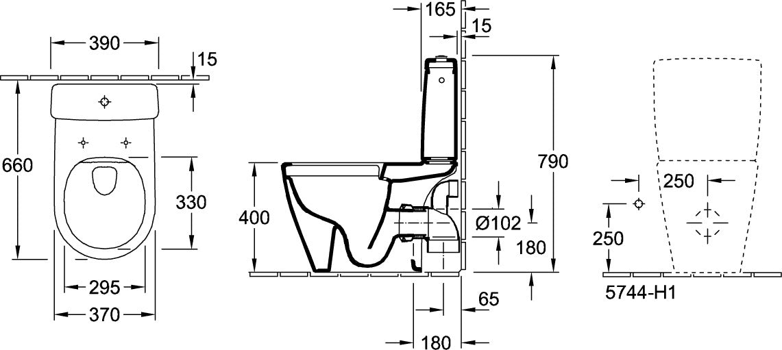 Villeroy & Boch Tiefspül-WC Avento 5644R0 spülrandlos 370x640mm Weiß Alpin