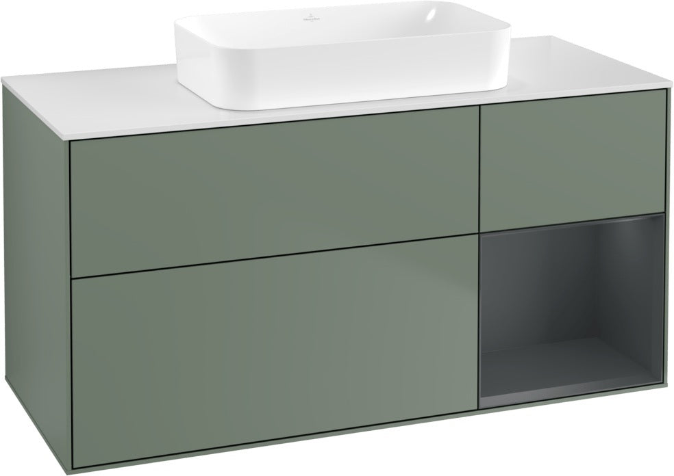Villeroy & Boch Finion Waschtischunterschrank G711G Black Matt Lacquer 1200 mm mit Beleuchtung