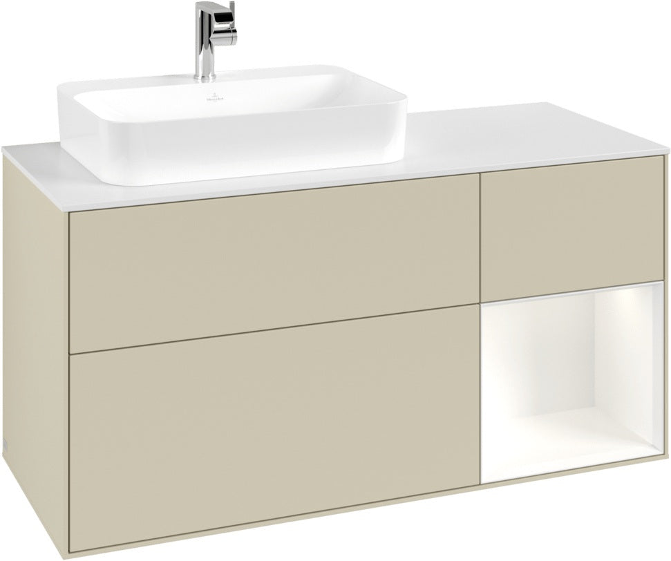 Villeroy & Boch Waschtischunterschrank Finion F401G 1200 mm Glossy White Lacquer mit Beleuchtung