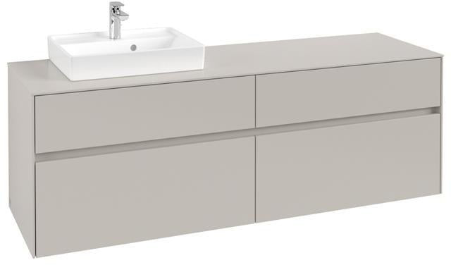 Villeroy & Boch Collaro Waschtischunterschrank 1600 mm Black Matt Lacquer, 4 Auszüge, Becken links