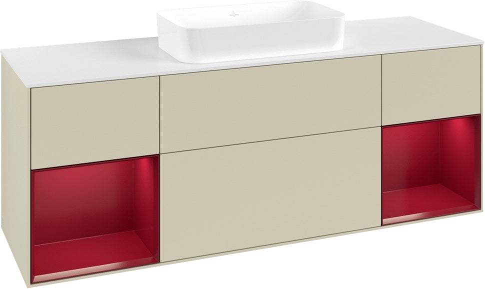 Villeroy & Boch Finion Waschbeckenunterschrank 1600 mm Glossy White Lacquer mit LED-Beleuchtung