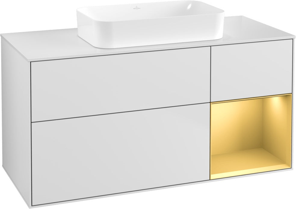 Villeroy & Boch Finion Waschtischunterschrank G711G Black Matt Lacquer 1200 mm mit Beleuchtung