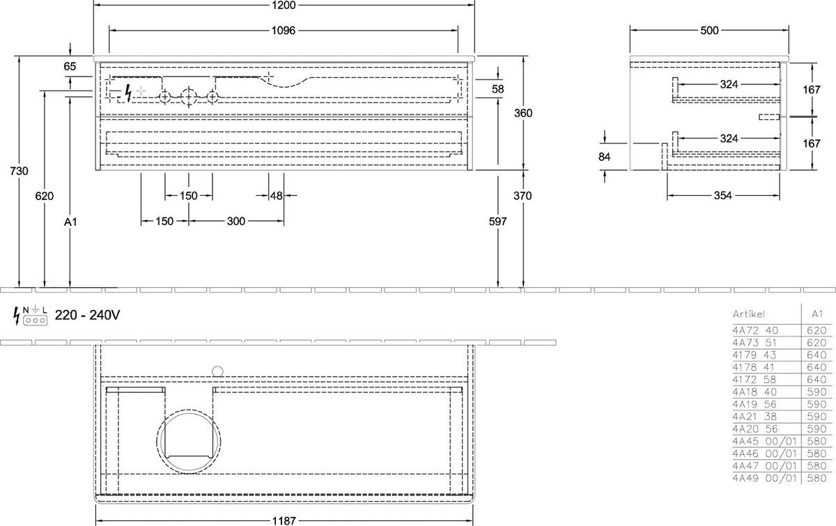 Villeroy & Boch Antao Waschtischunterschrank 1200 mm Anthrazit Matt mit Beleuchtung