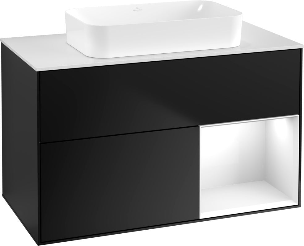Villeroy & Boch Finion Waschbeckenunterschrank 1000 mm Black Matt Lacquer mit Beleuchtung
