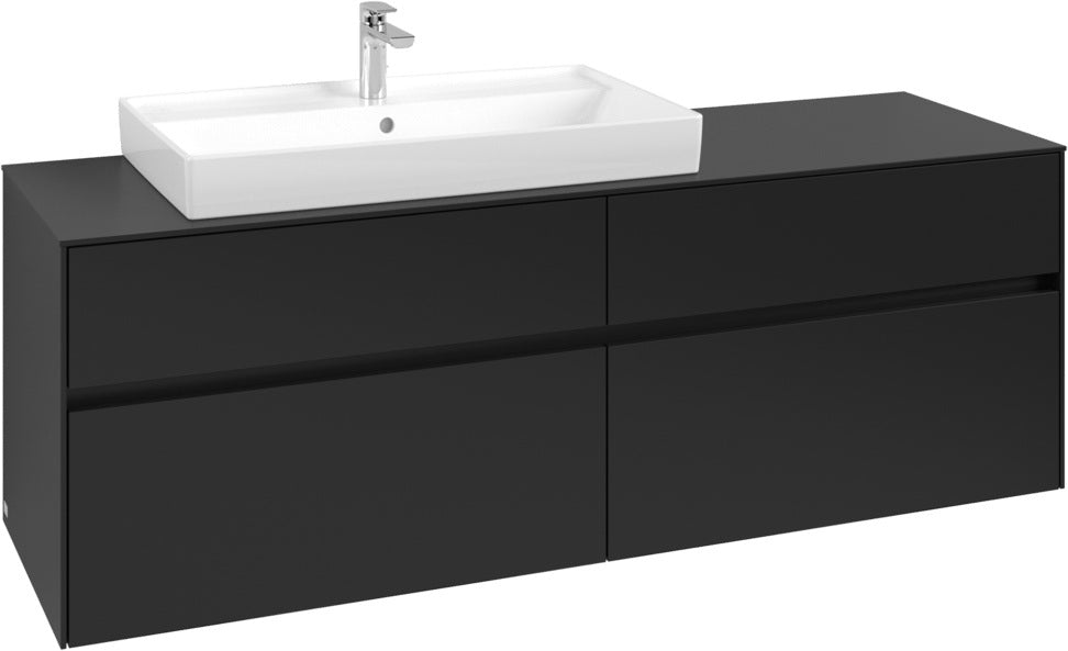 Villeroy & Boch Waschtischunterschrank Collaro C026 B0 1600 mm Volcano Black mit Beleuchtung und SoftClosing
