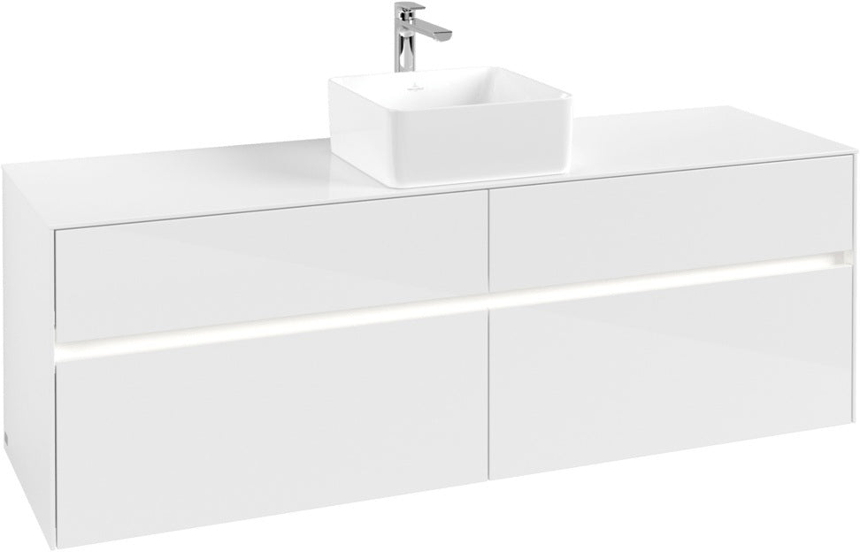 Villeroy & Boch Waschtischunterschrank Collaro C049 B0 1600 mm Glossy White mit Beleuchtung