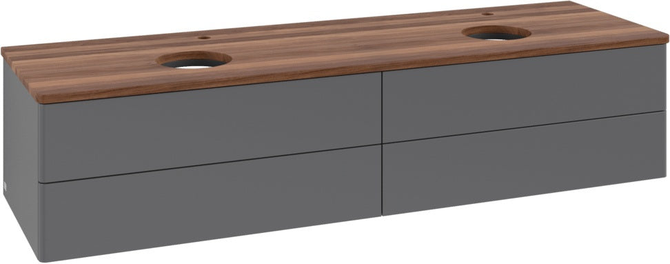 Villeroy & Boch Waschtischunterschrank Antao 1600 mm Anthracite Matt mit 4 Auszügen und Beleuchtung