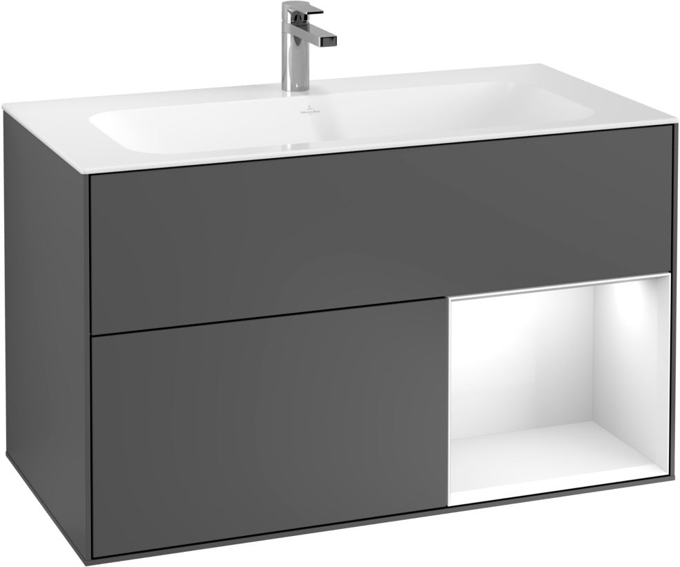 Villeroy & Boch Finion Waschtischunterschrank 996 mm White Matt Lacquer mit Beleuchtung