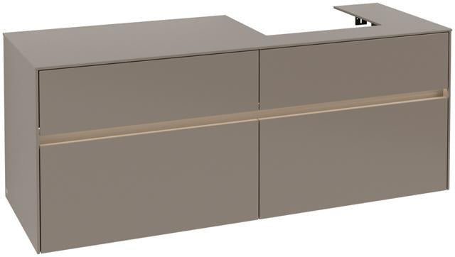 Villeroy & Boch Collaro Waschtischunterschrank 1400 mm mit LED-Beleuchtung und 4 Auszügen in Soft Grey