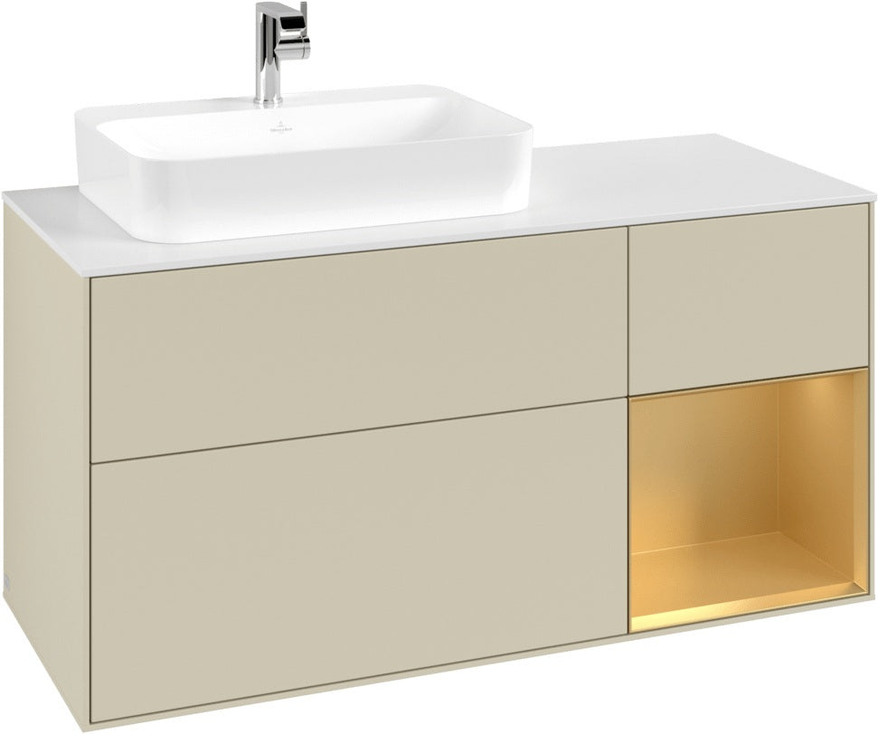 Villeroy & Boch Waschtischunterschrank Finion F401G 1200 mm Glossy White Lacquer mit Beleuchtung