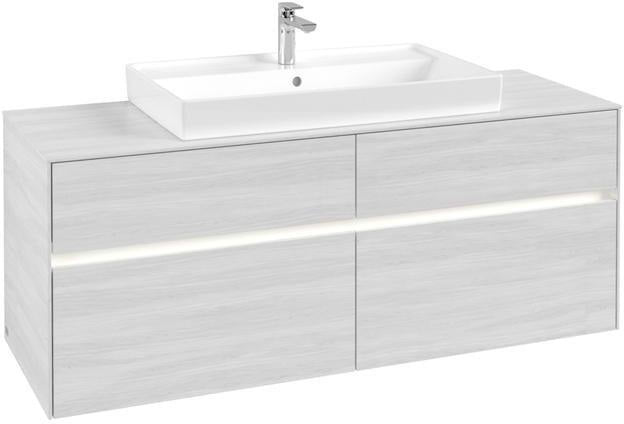 Villeroy & Boch Collaro Waschtischunterschrank 1400 mm mit LED-Beleuchtung und 4 Auszügen in Truffle Grey