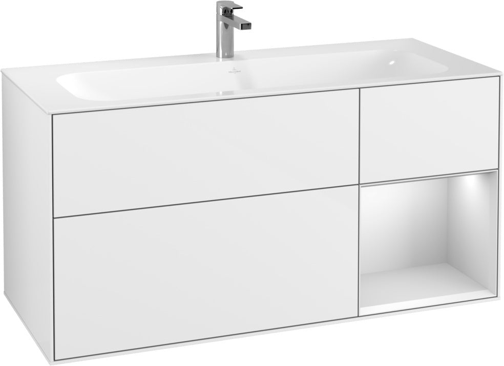 Villeroy & Boch Finion Waschbeckenunterschrank Glossy White Lacquer 1196 mm mit LED-Beleuchtung