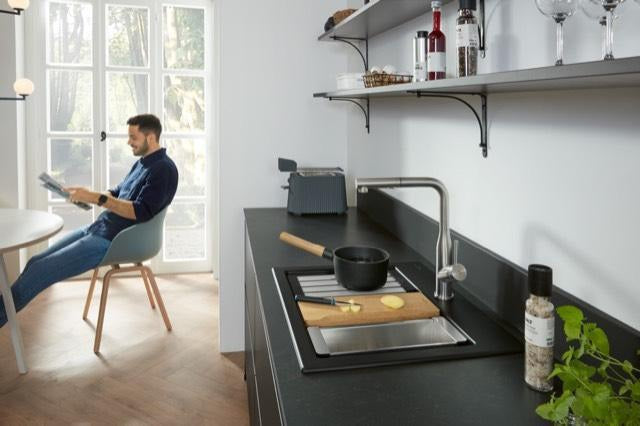Villeroy & Boch Subway Style Shower Küchenarmatur Matt Black – Edelstahl, ausziehbare Handbrause