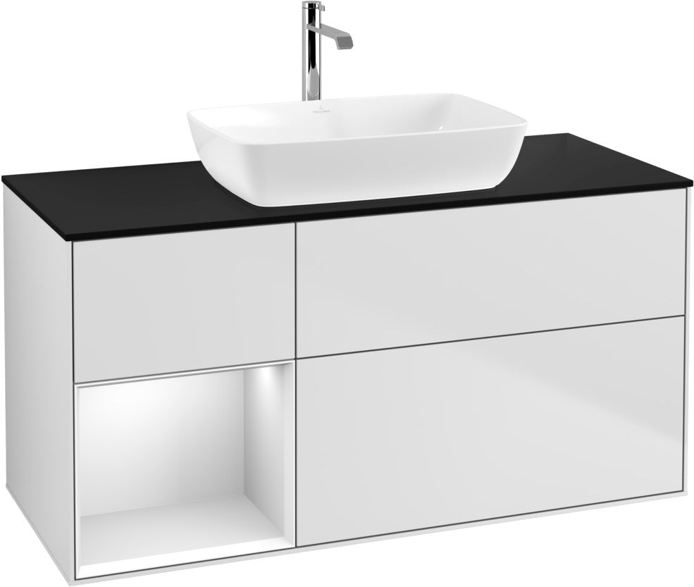 Villeroy & Boch Finion Waschtischunterschrank 1200 mm Glossy White Lacquer mit Beleuchtung