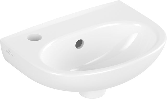 Villeroy & Boch Handwaschbecken O.novo 43403L 360x275 mm Weiß Alpin Oval Hahnloch links