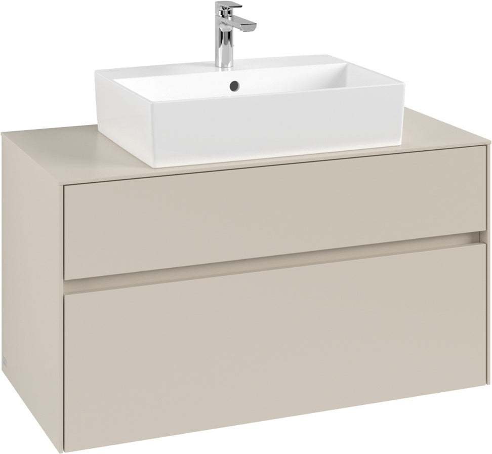 Villeroy & Boch Collaro Waschbeckenunterschrank C125 B0 1000 mm Cashmere Grey mit LED-Beleuchtung