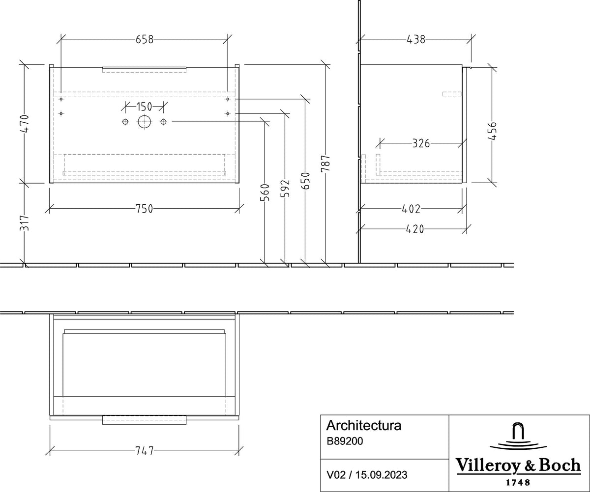 Villeroy & Boch Architectura Waschtischunterschrank 600 mm White Matt – 1 Auszug, SoftClosing