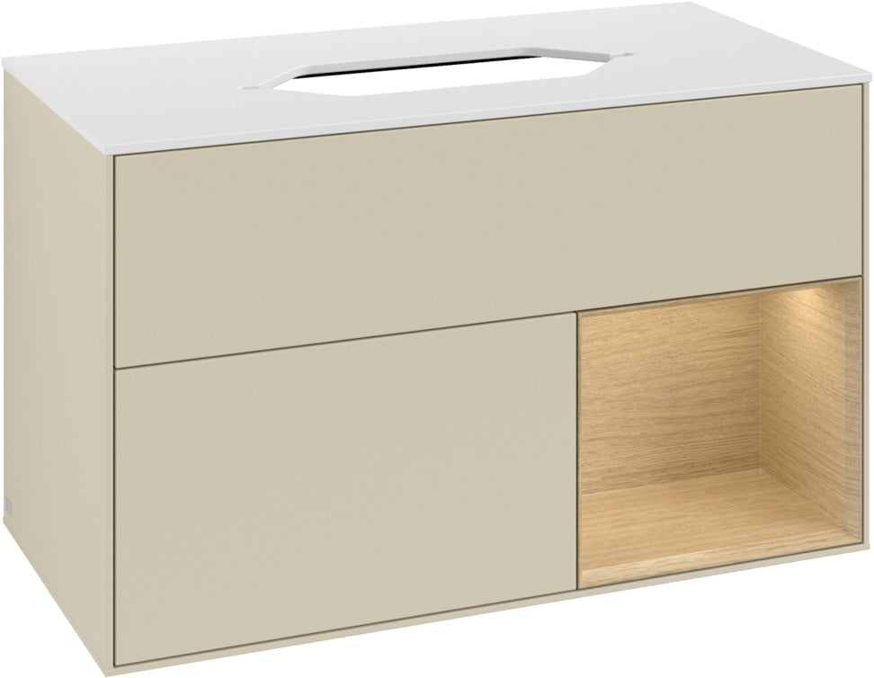 Villeroy & Boch Finion Waschbeckenunterschrank 1000 mm Silk Grey Matt mit Beleuchtung