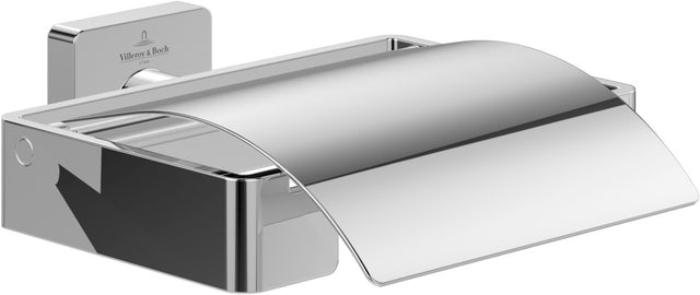 Villeroy & Boch Elements - Striking Toilettenpapierhalter mit Deckel, Wandmontage, Chrom, 131 x 115 x 45 mm