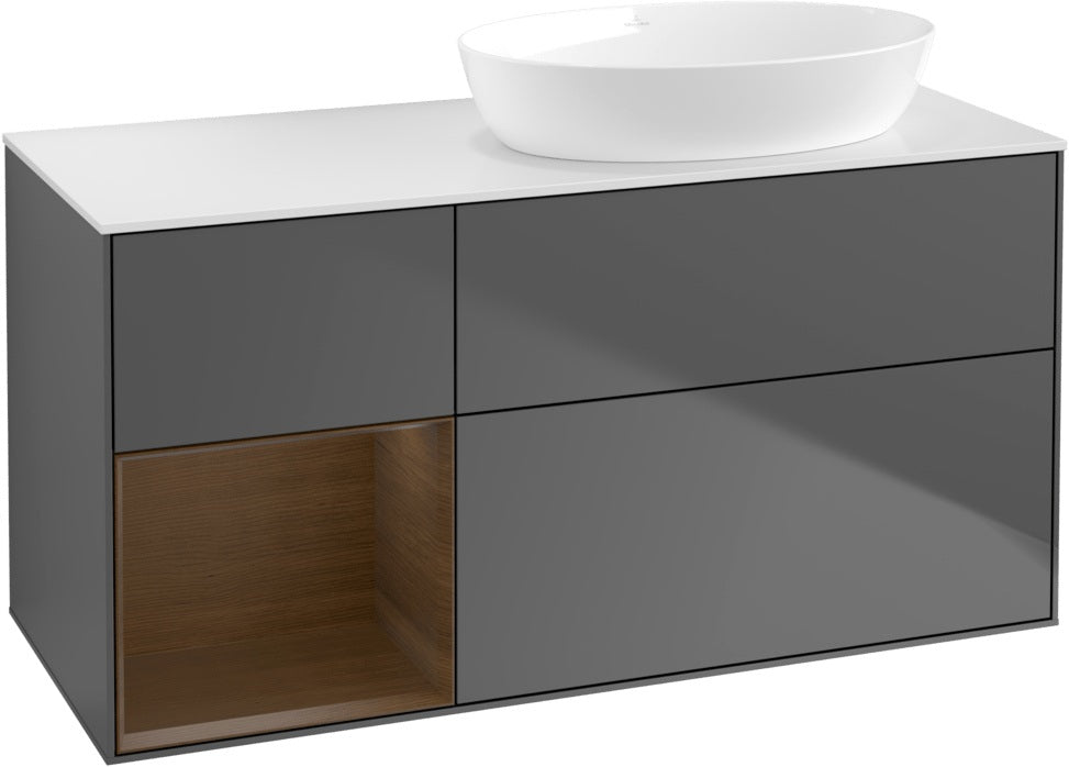 Villeroy & Boch Finion Waschtischunterschrank 1200 mm Glossy White Lacquer mit Beleuchtung