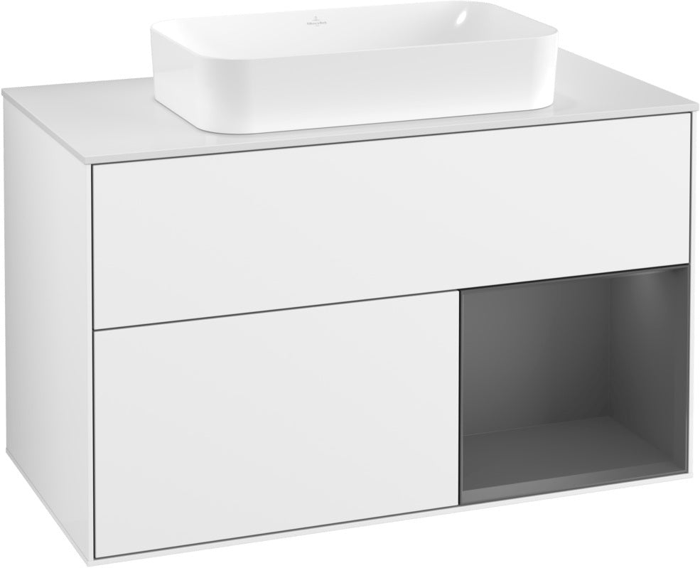 Villeroy & Boch Finion Waschtischunterschrank 1000 mm Glossy White Lacquer mit LED-Beleuchtung