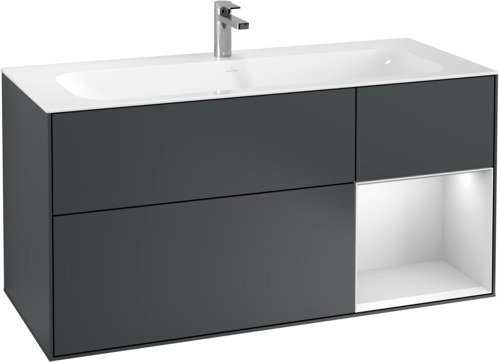Villeroy & Boch Finion Waschbeckenunterschrank Glossy White Lacquer 1196 mm mit LED-Beleuchtung