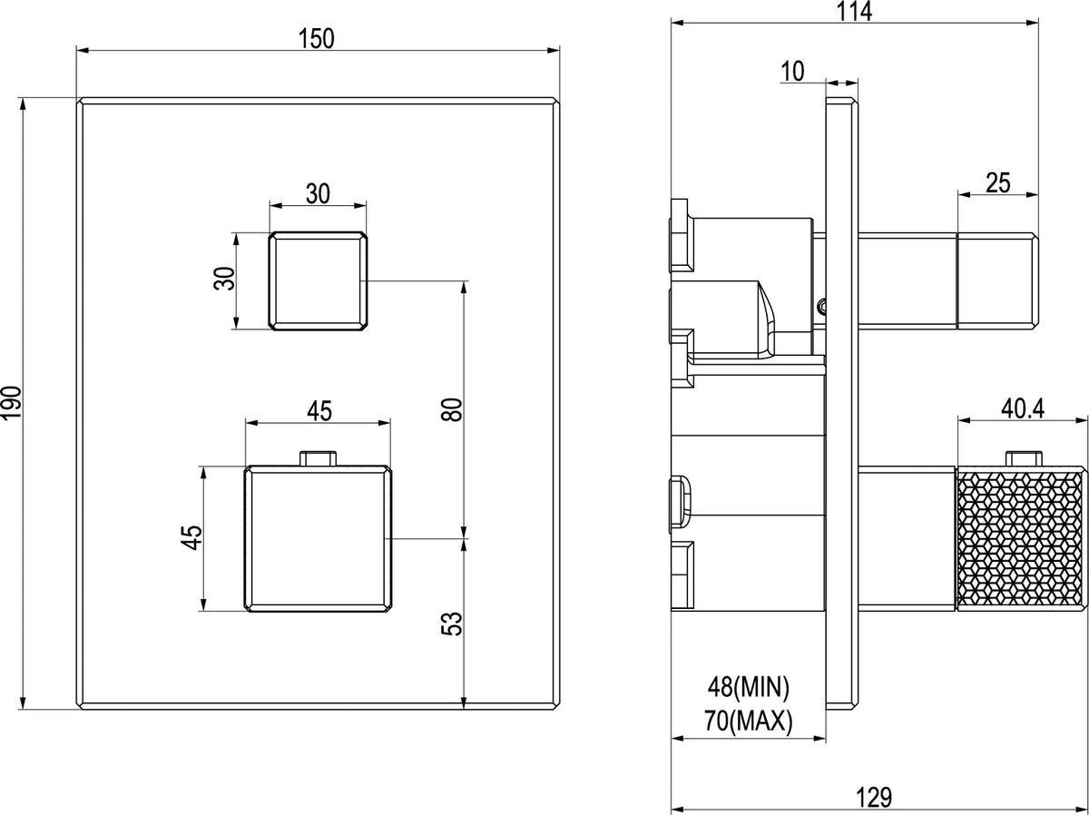 Villeroy & Boch Unterputz-Thermostat Mettlach TVT126001000, eckig, Chrom