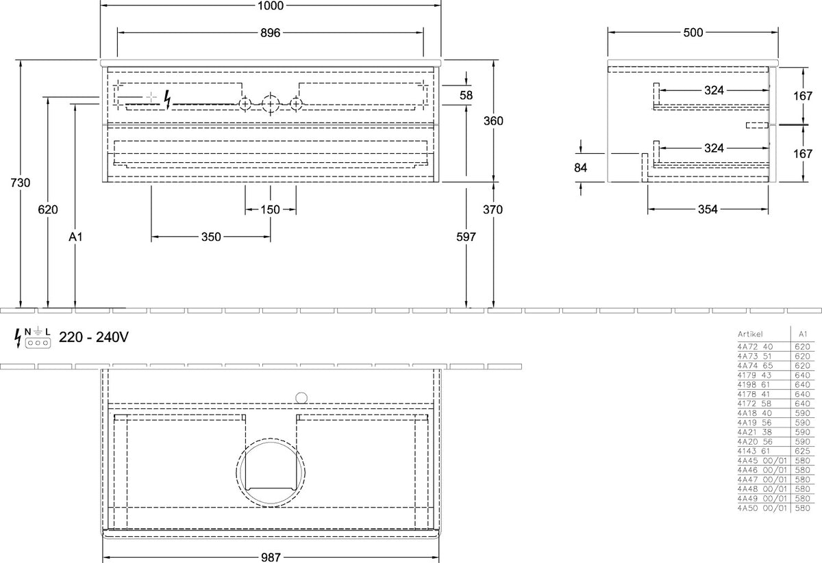 Villeroy & Boch Antao Waschtischunterschrank 1000 mm Glossy White mit LED-Beleuchtung