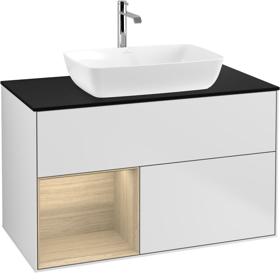 Villeroy & Boch Finion Waschbeckenunterschrank Glossy White mit Beleuchtung, 1000 mm