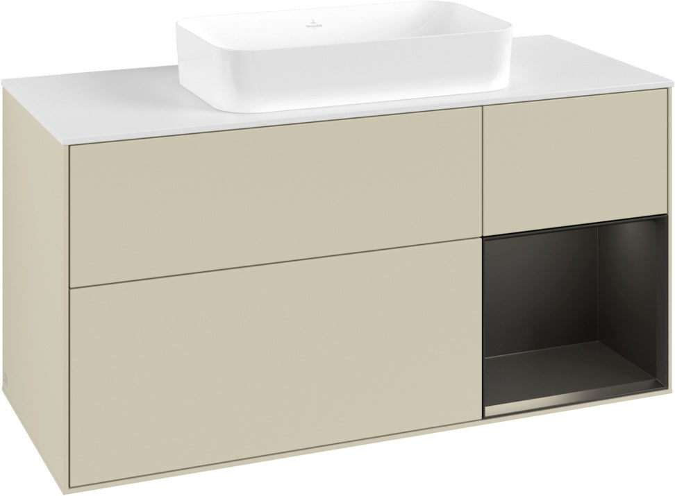 Villeroy & Boch Finion Waschtischunterschrank G711G Black Matt Lacquer 1200 mm mit Beleuchtung