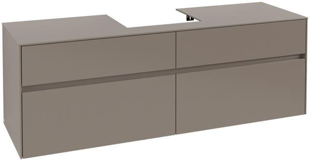 Villeroy & Boch Collaro Waschtischunterschrank 1600 mm Truffle Grey mit 4 Auszügen und Push-Open