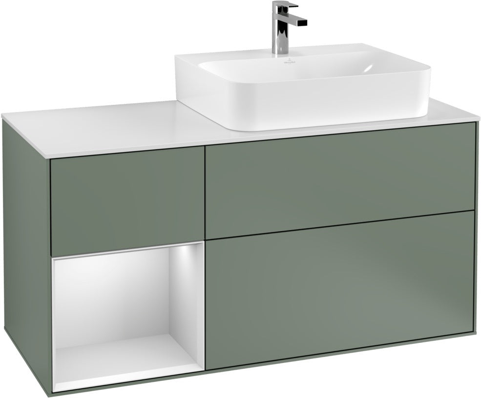 Villeroy & Boch Waschtischunterschrank Finion G141G 1200 mm Glossy White mit LED-Beleuchtung