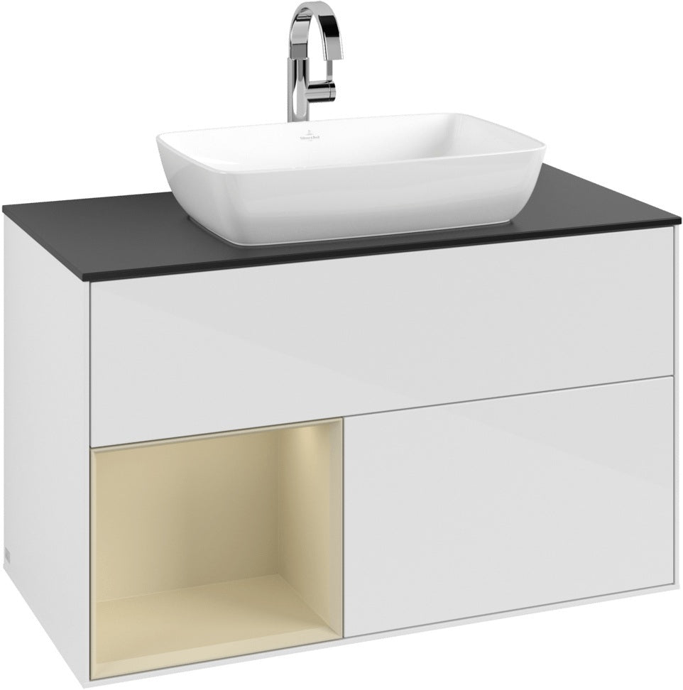 Villeroy & Boch Finion Waschbeckenunterschrank Glossy White Lacquer mit Beleuchtung 1000 mm