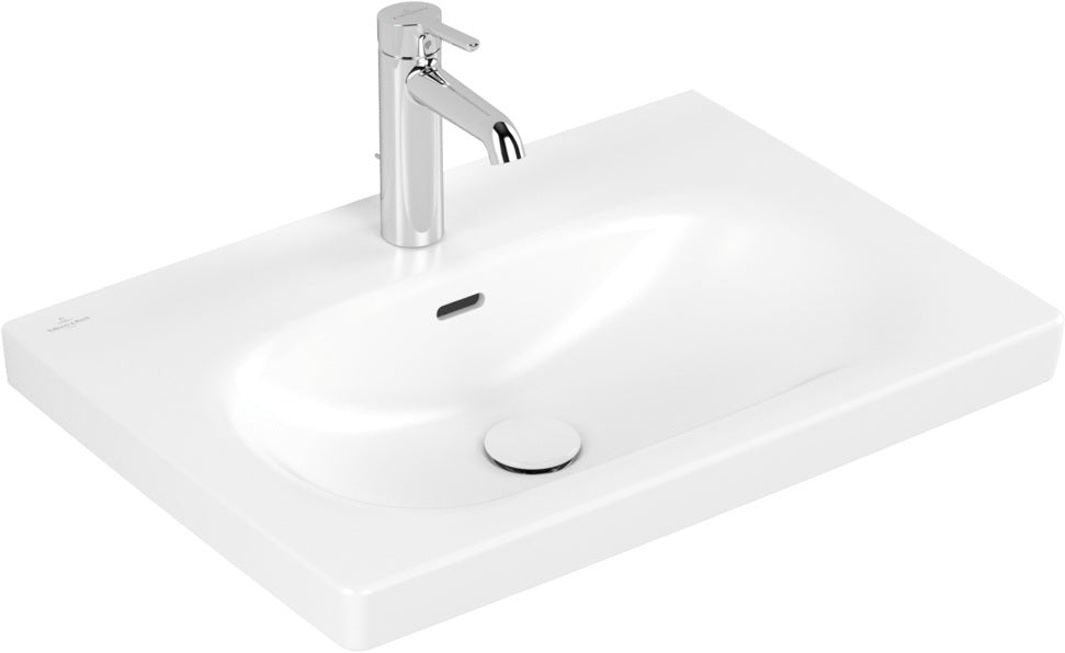 Villeroy & Boch Wandwaschbecken Skyla 650 mm Stone White CeramicPlus – Matt, rechteckig, mit Überlauf