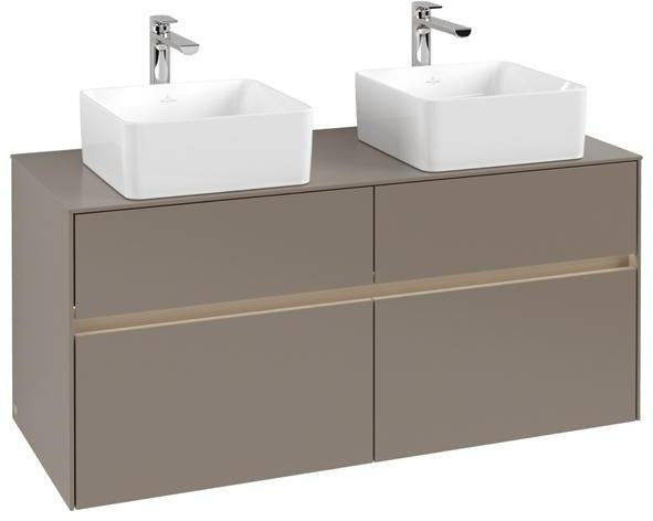 Villeroy & Boch Collaro Waschtischunterschrank 1200 mm Truffle Grey mit LED-Beleuchtung und 4 Auszügen