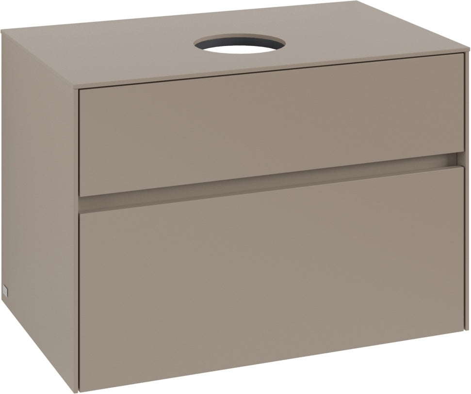Villeroy & Boch Waschbeckenunterschrank Collaro C037 800 mm Taupe – Eckig, 2 Auszüge, SoftClosing