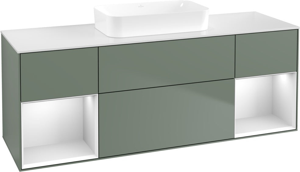 Villeroy & Boch Finion Waschtischunterschrank 1600 mm Glossy White Lacquer mit Beleuchtung