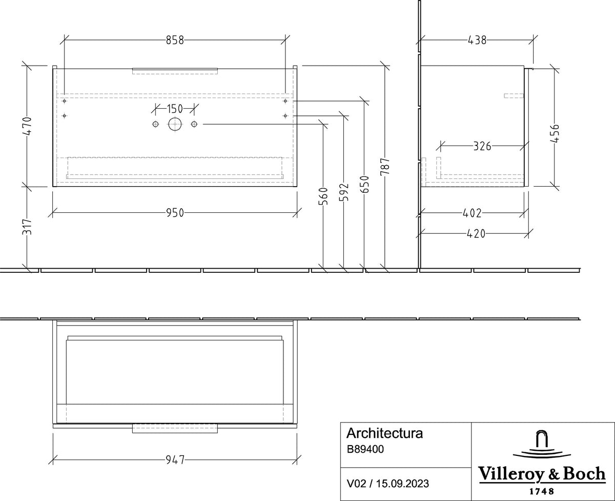 Villeroy & Boch Architectura Waschtischunterschrank 600 mm White Matt – 1 Auszug, SoftClosing