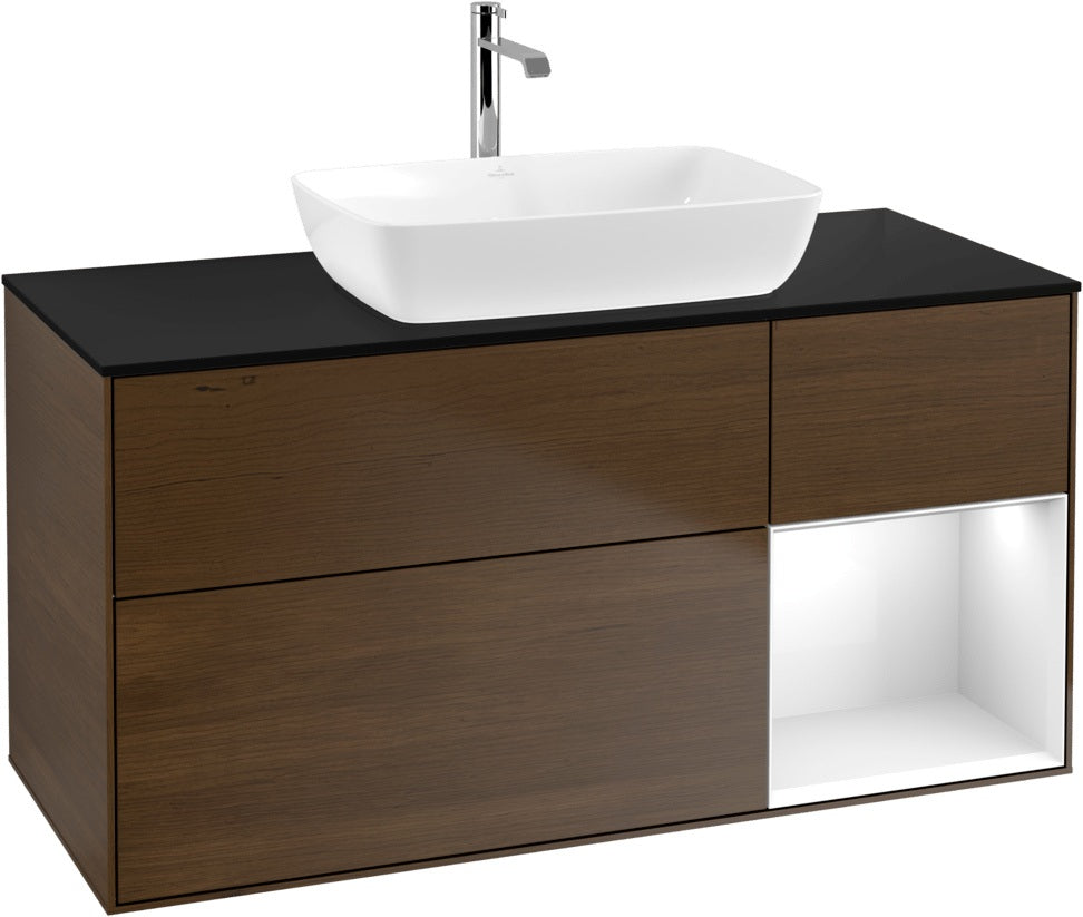 Villeroy & Boch Finion Waschbeckenunterschrank 1200 mm Glossy White Lacquer mit Beleuchtung