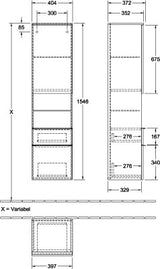 Villeroy & Boch Venticello Hochschrank 404 mm Glossy White – 1 Tür, 2 Auszüge, links