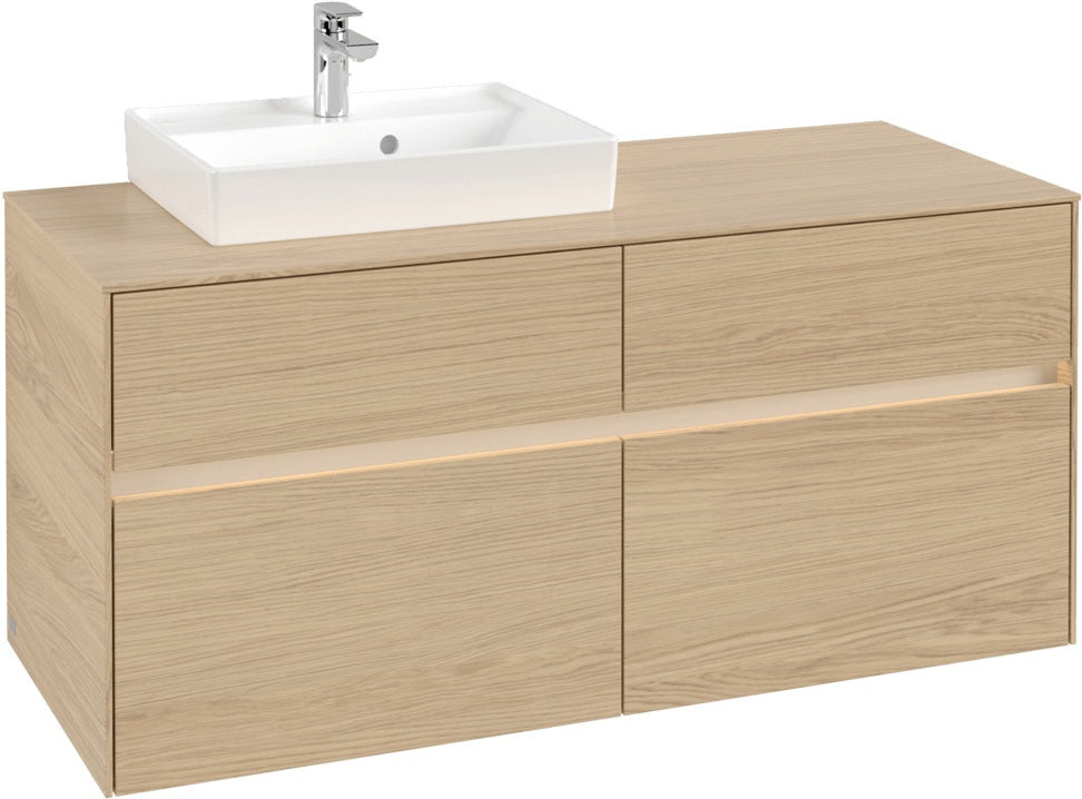 Villeroy & Boch Collaro Waschtischunterschrank 1200 mm mit LED-Beleuchtung und 4 Auszügen – White Wood