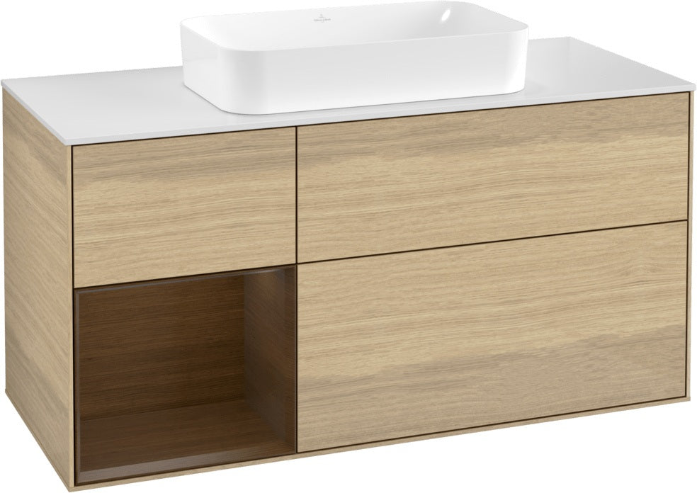 Villeroy & Boch Finion Waschbeckenunterschrank 1200 mm Walnut Veneer mit Beleuchtung