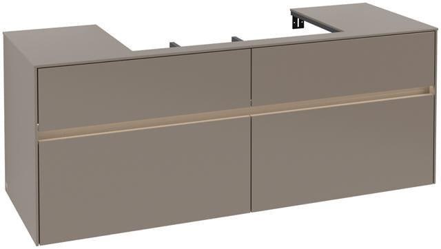 Villeroy & Boch Collaro Waschtischunterschrank 1400 mm mit LED-Beleuchtung und 4 Auszügen in Truffle Grey