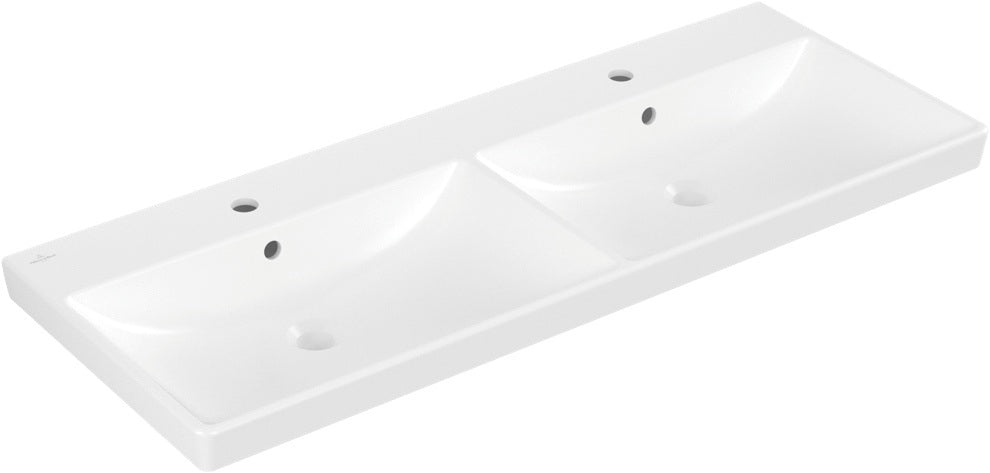 Villeroy & Boch Avento Doppelwaschtisch 1200 mm Weiß Alpin – Wandmontage, 2 Becken