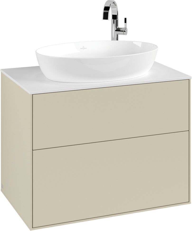 Villeroy & Boch Finion Waschbeckenunterschrank F87200GF – 800 mm, Glossy White Lacquer, mit Push-to-open